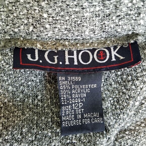 Vintage 90s J.G. Hook Grey Textured Academia High Waist Pencil Maxi Skirt 12P - Picture 11 of 11